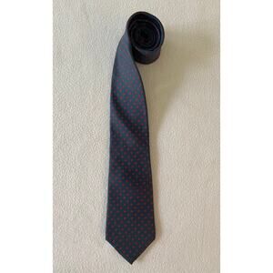 College Hall Men's Tie Navy With Red Squares 3.5” x 60" Imported From Italy EUC